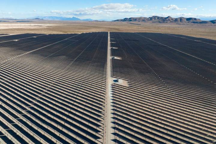 Solar panels are seen at the Harry Allen Power Plant on Tuesday, Oct. 29, 2024, in Las Vegas. N ...