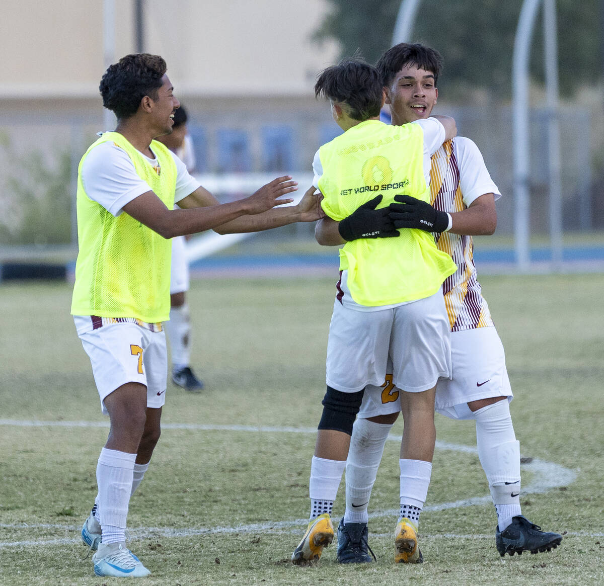 Eldorado players celebrate their 2-1 win over Bishop Gorman after the Class 5A Southern League ...