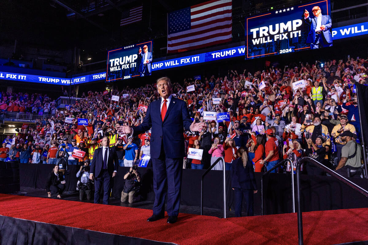 Former President Donald Trump arrives to speak as supporters give a resounding welcome during a ...