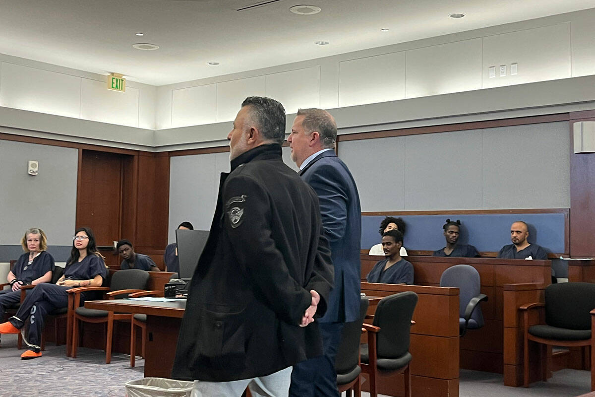 Sean Lucero appears in Las Vegas Justice Court on Thursday, Oct. 31, 2024 with attorney Craig H ...