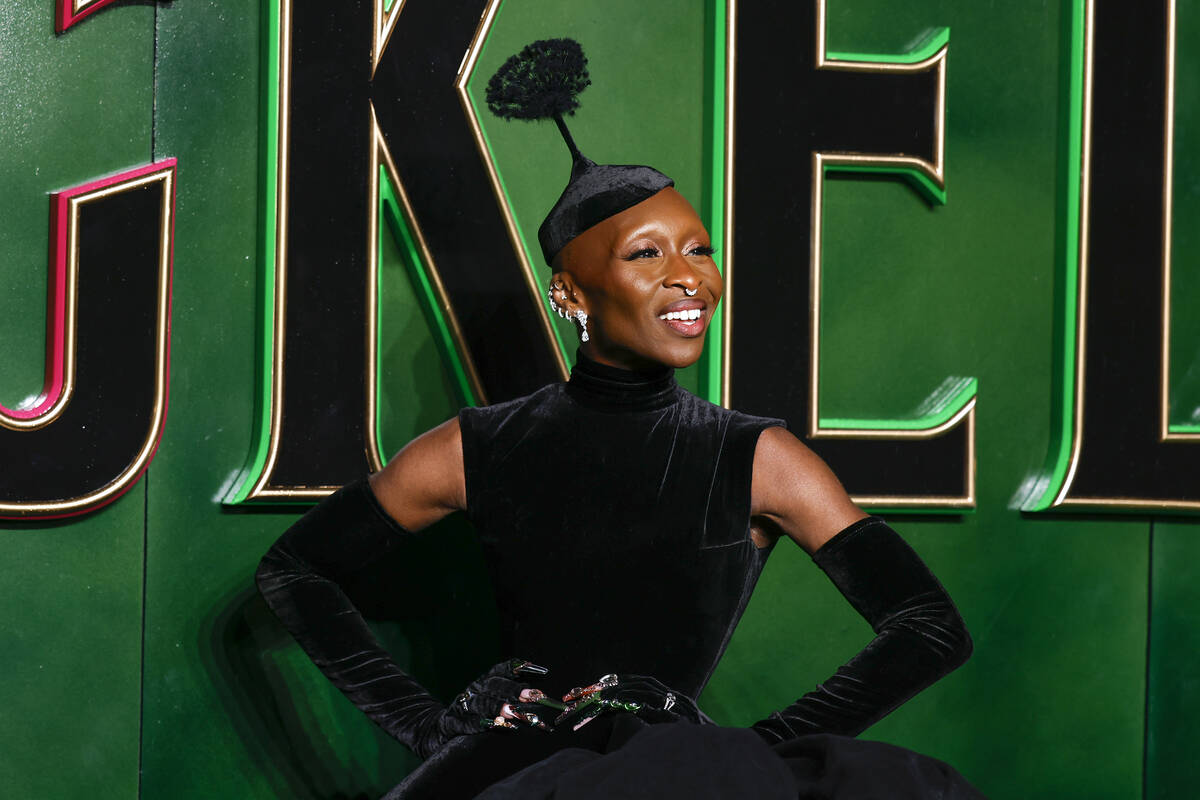 Cynthia Erivo poses for photographers upon arrival at the premiere of the film 'Wicked' on Mond ...