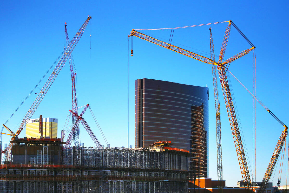 Construction continues on the Sphere in this Feb. 26, 2020, file photo. Las Vegas’ constructi ...