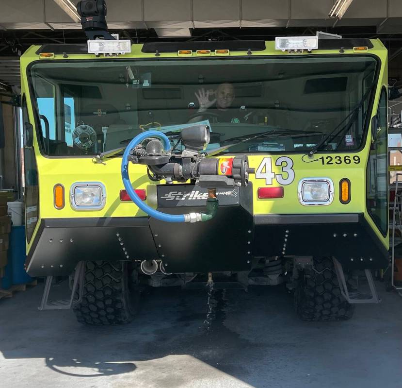 An Aircraft Rescue Fire Fighting truck at Station 13 located on the airfield of Harry Reid Inte ...