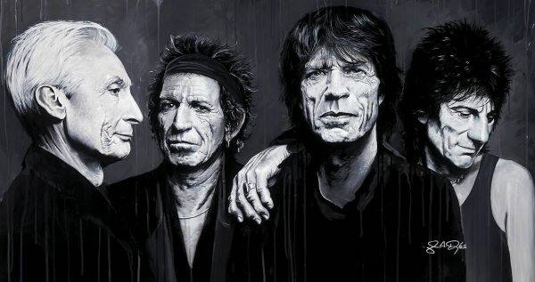 John Douglas's portrait of the Rolling Stones, giclee on canvas, signed and numbered, edition o ...