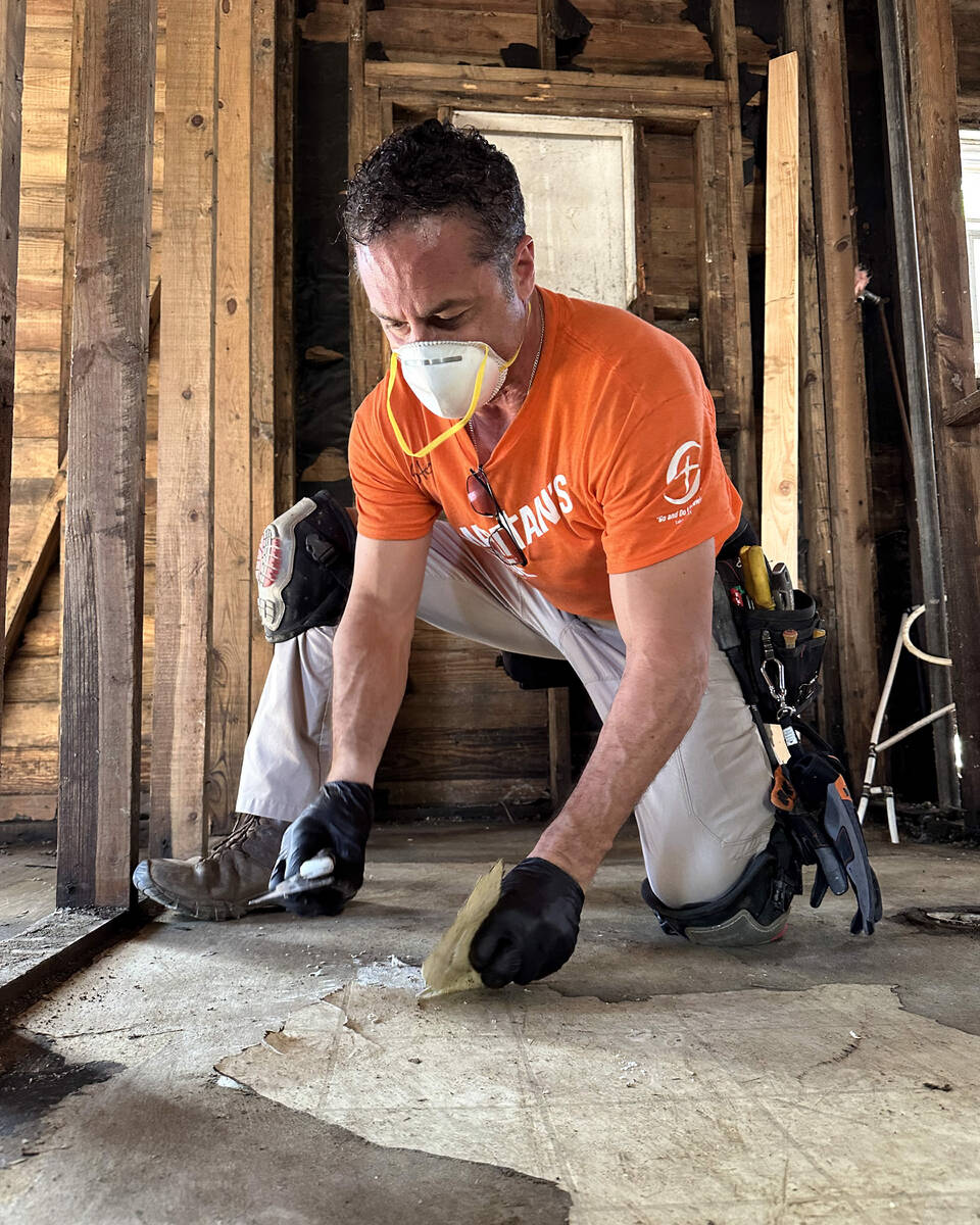 Steven Pieri is seen while volunteering with Samaritan’s Purse on salvaging Jim and Alli ...