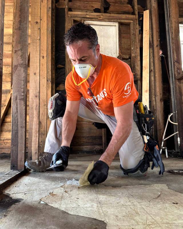 Steven Pieri is seen while volunteering with Samaritan’s Purse on salvaging Jim and Alli ...