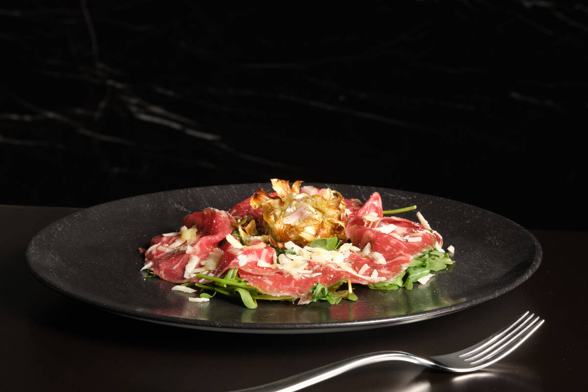 Beef carpaccio for Thanksgiving 2024 from Basilico Ristorante in southwest Las Vegas. (Louiie V ...