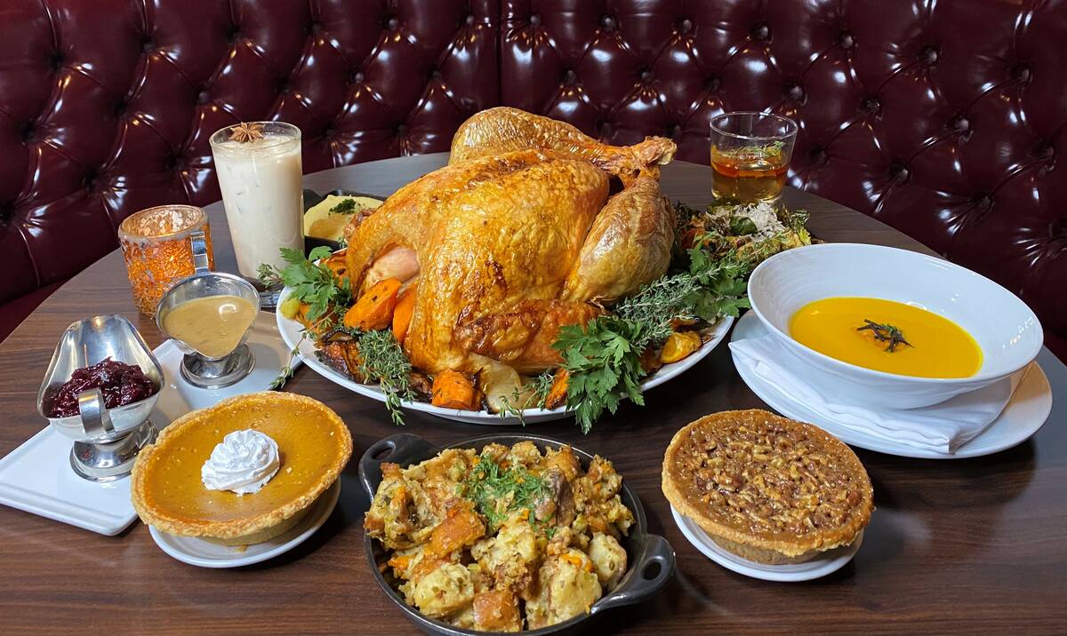 A spread for Thanksgiving 2024 from Oscar's Steakhouse at the Plaza in downtown Las Vegas. (Osc ...