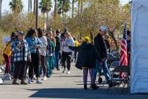 Voters wait in line to cast their ballots on the final day of early voting at the Thunderbird F ...