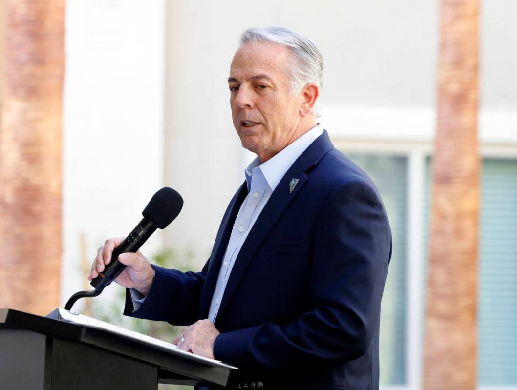 Gov. Joe Lombardo speaks during the grand opening and 'Welcome Home" ceremony for resident ...