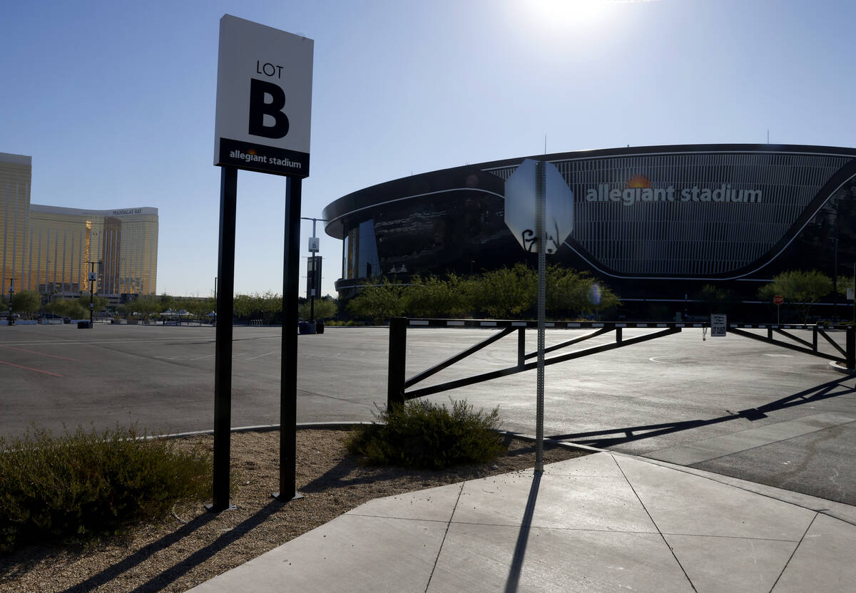 Lot B at Allegiant Stadium, where the planned Boring Company Vegas Loop station is planned to b ...