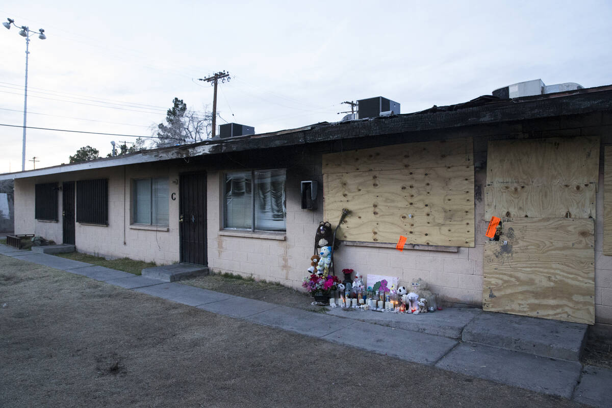 This February 2017 file photo shows the remains of a fatal house fire at Westlake Apartments wh ...