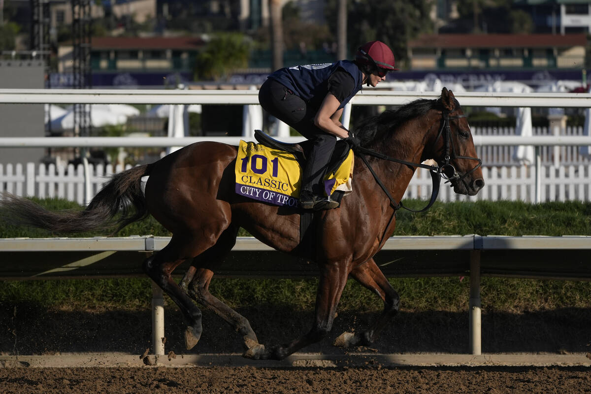 Jockey Rachel Richardson rides City of Troy ahead of the Breeders' Cup horse racing world champ ...