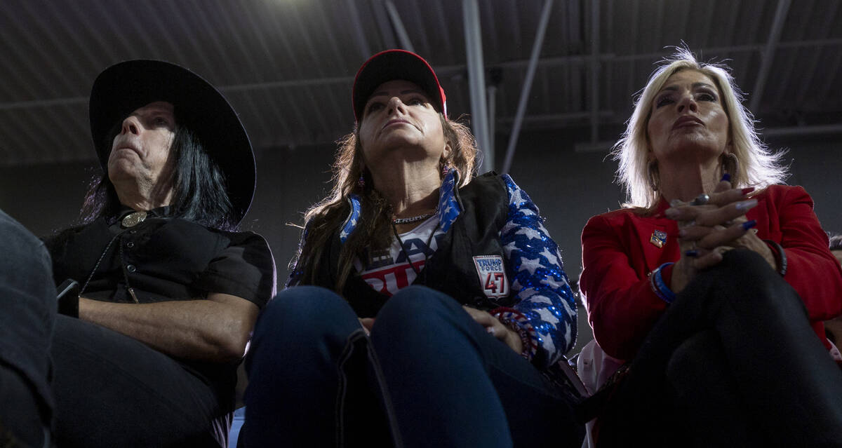 Attendees listen to Republican vice presidential nominee Sen. JD Vance, R-Ohio, not pictured, s ...