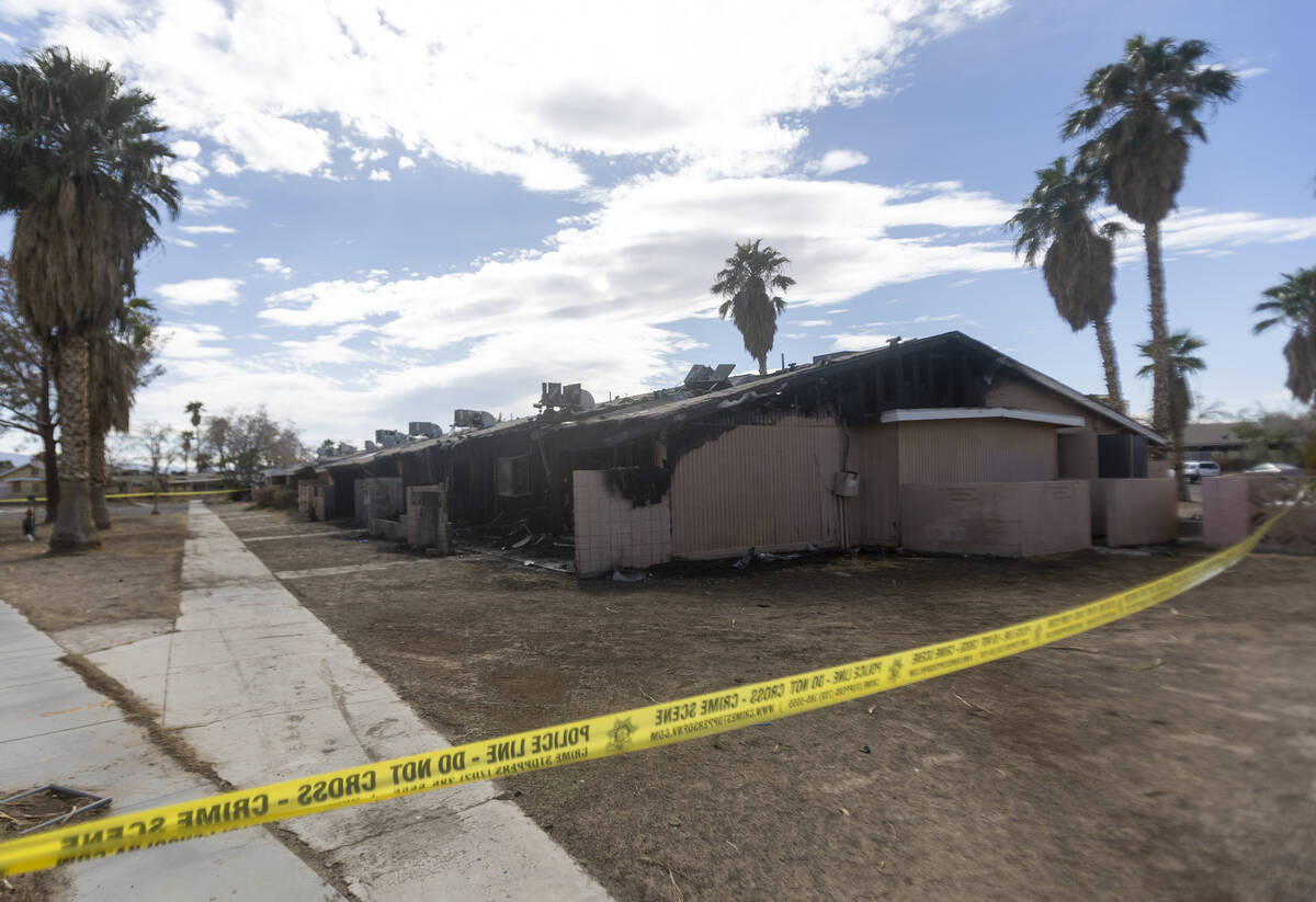 The condominium building that burned during an overnight fire at the Paradise Spa condominium c ...