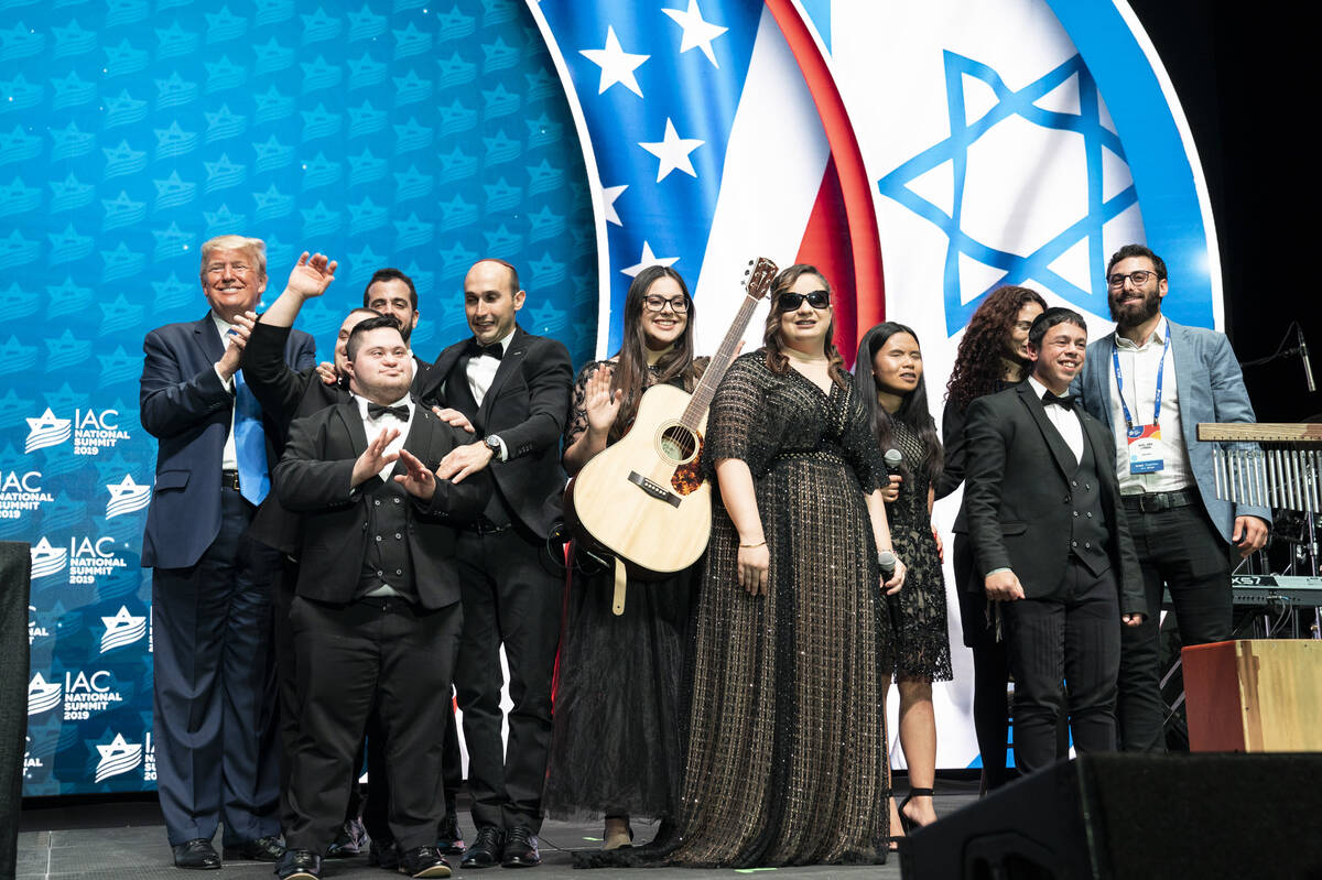 U.S. President Donald J. Trump applauds the Shalva Band, performers at the Israeli American Cou ...