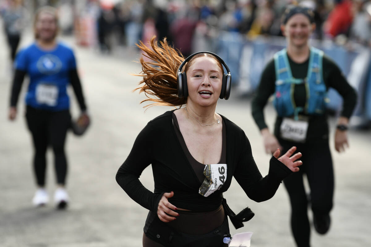 A participant heads toward the finish during the Las Vegas Marathon Sunday, Nov. 3, 2024, in La ...