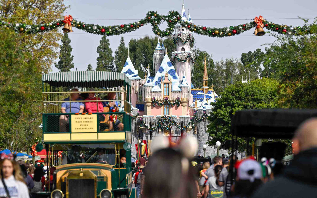 Main Street, U.S.A., is decked out for the holidays at Disneyland in Anaheim, California, on No ...