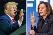 Former President Donald Trump (left) and Vice President Kamala Harris (right). (Yong Kim and Ty ...