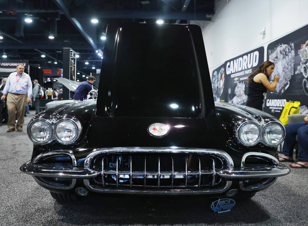 A 1959 Corvette 4-speeds is displayed during the first day of SEMA at the Las Vegas Convention ...