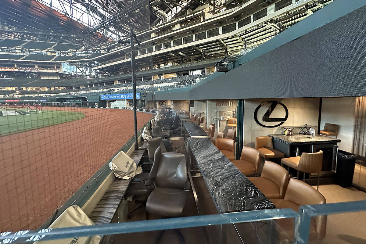 A view of some field-level suites at the Texas Rangers' Globe Life Field in Arlington, Texas, a ...