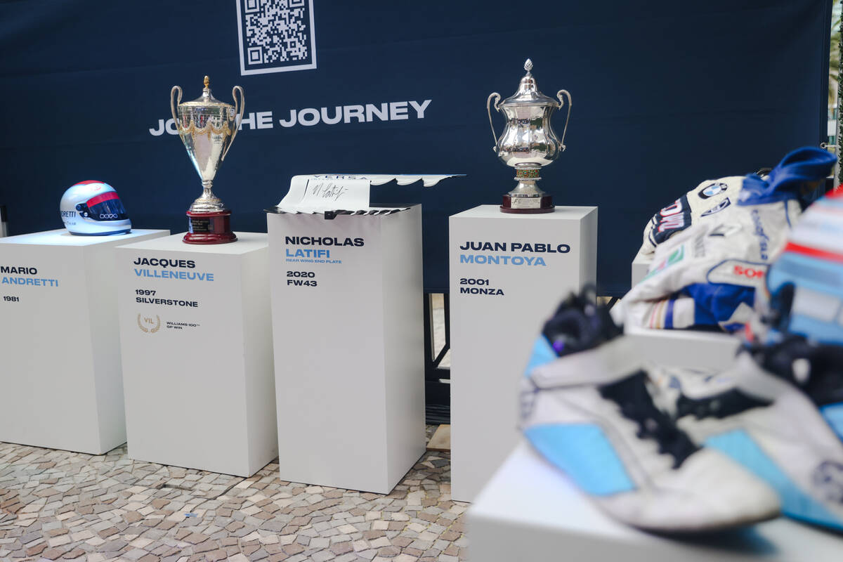 The “Heritage Zone” displaying items of historical races at the Williams Racing F ...