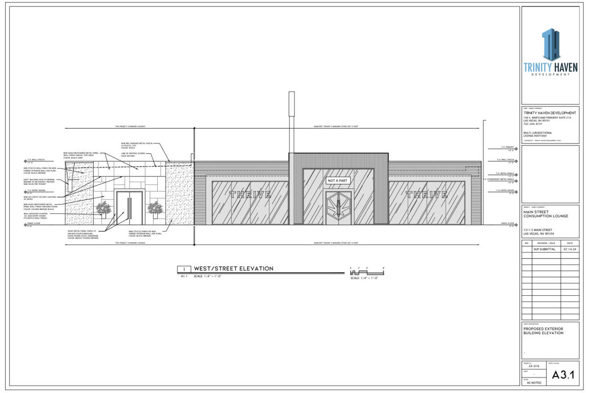 An exterior rendering of the proposed cannabis consumption lounge and Thrive Cannabis Marketpla ...