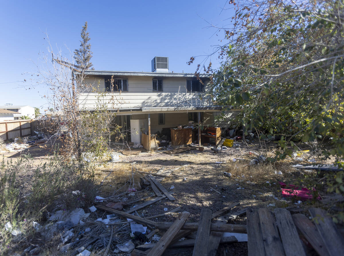 The backyard of a home on the 200 block of Catalini Street that suffered a fatal fire the night ...