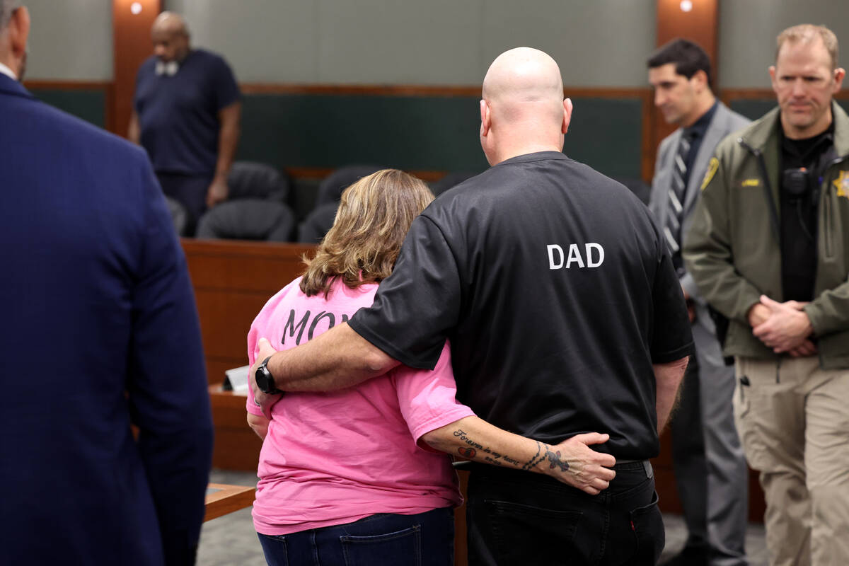 Wendy Calorusso, mother of murder victim Janell Bowen, returns to her seat with husband Chris C ...