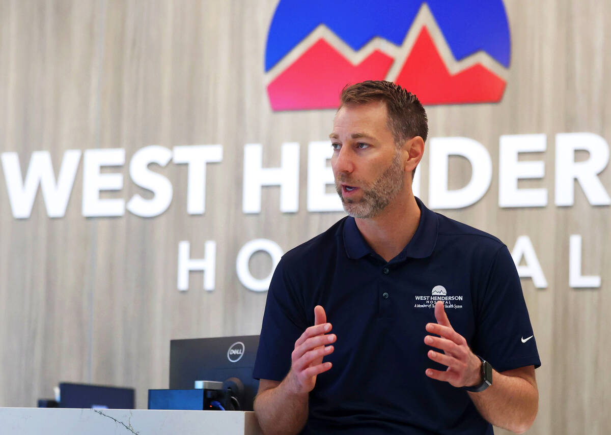 Chris Loftus, CEO of West Henderson Hospital, speaks during an interview with the Review-Journa ...