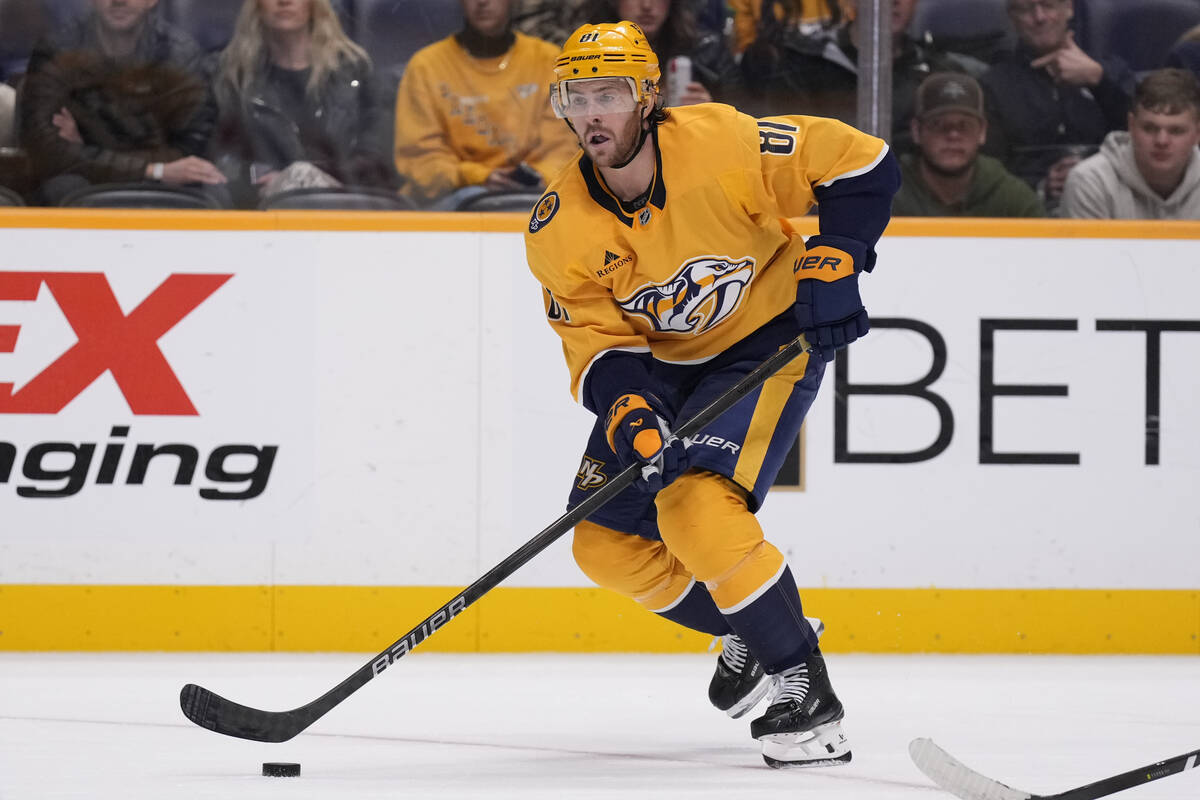 Nashville Predators center Jonathan Marchessault (81) plays during the second period of an NHL ...