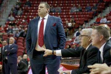 Southern Utah Thunderbirds head coach Todd Simon in the first half of their NCAA basketball gam ...