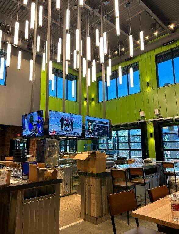 The bar at the new Chicken N Pickle, set to open Nov. 19 on Saint Rose Parkway in Henderson. (C ...