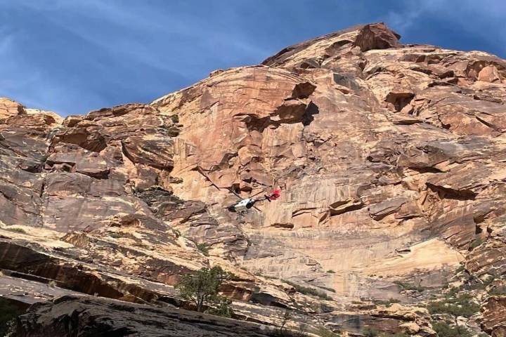 Las Vegas police rescued a climber at Red Rock Canyon Conservation Area on Sunday who was knock ...