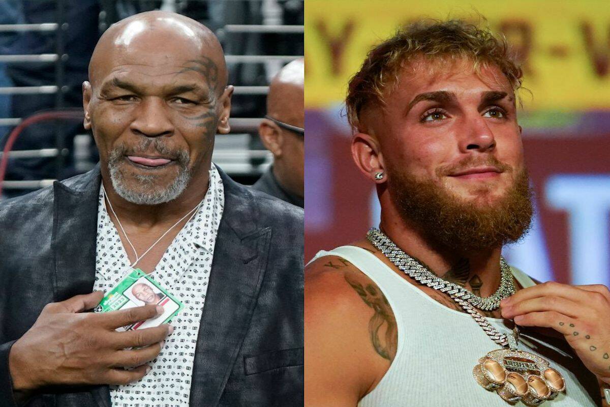 Mike Tyson (left) and Jake Paul (right): (AP Photo/Mark J. Terrill and Ashley Landis)