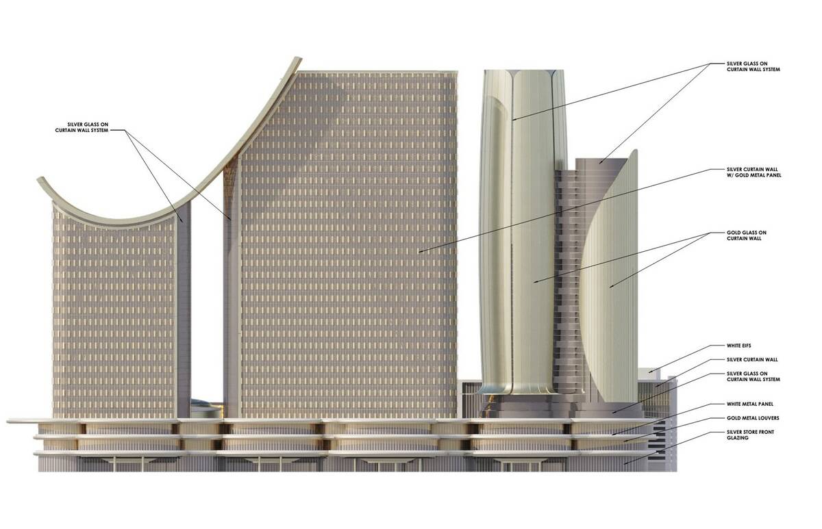 A rendering of the south-facing side of the LVXP resort planned on Las Vegas Boulevard, between ...