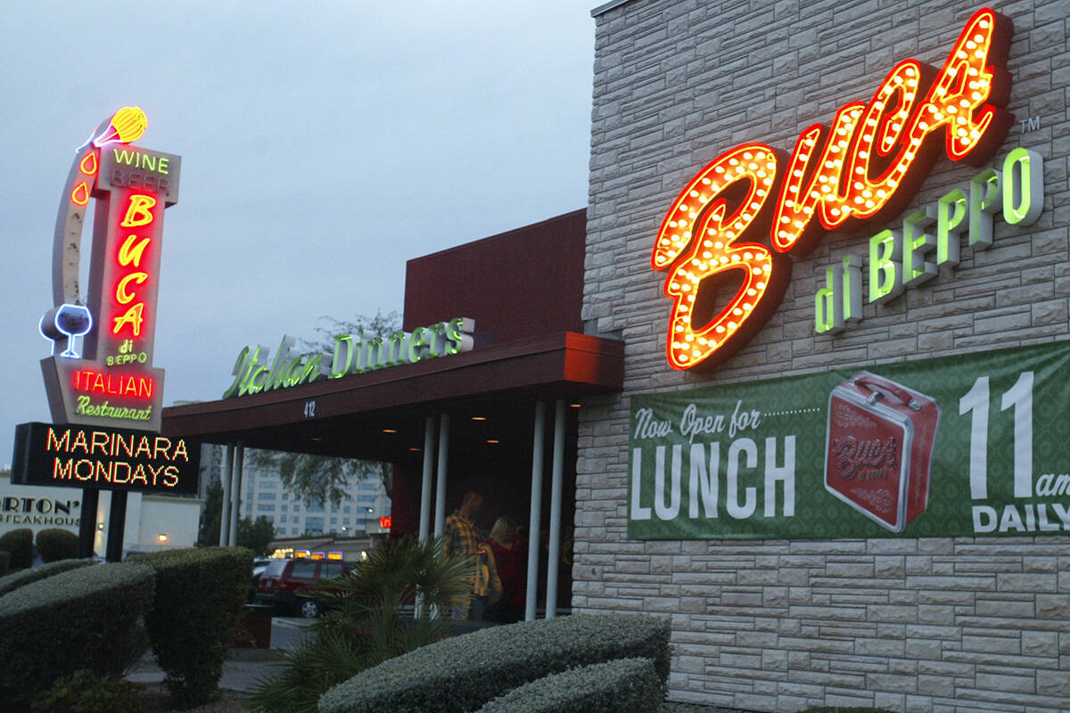 The exterior of a Buca di Beppo restaurant is seen in Las Vegas. (File/Las Vegas Review-Journal)