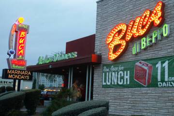 The exterior of a Buca di Beppo restaurant is seen in Las Vegas. (File/Las Vegas Review-Journal)