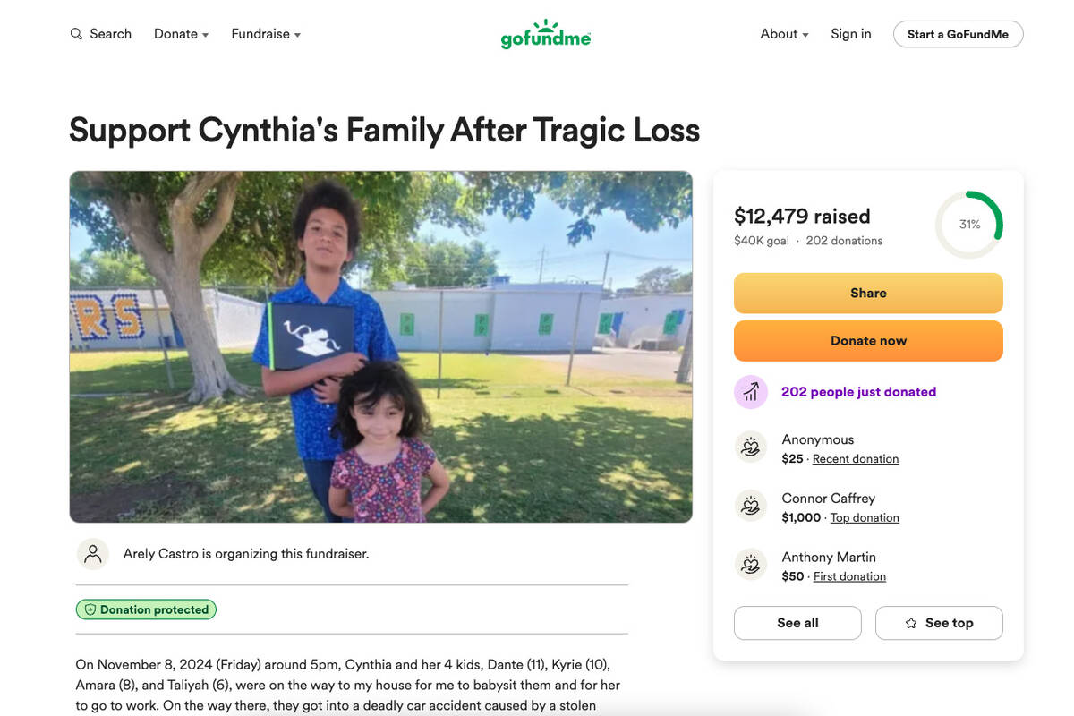 A GoFundMe page has been set of for a family after two children were killed and two more were i ...