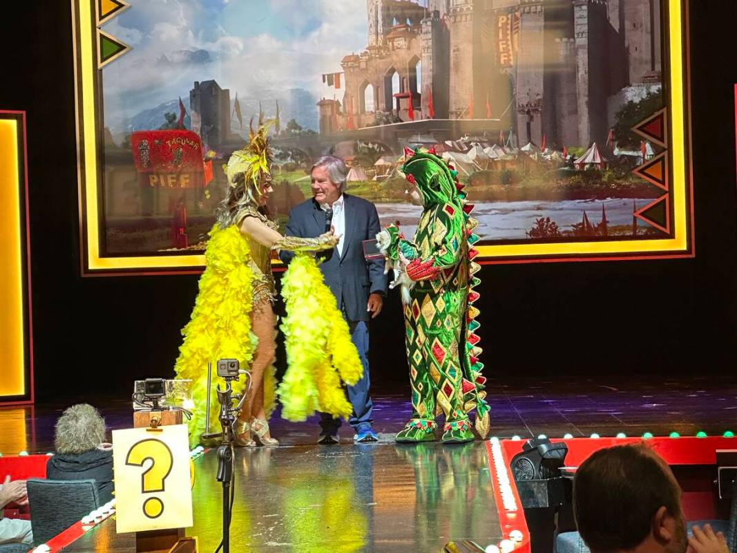 Piff The Magic Dragon, Showgirl Jade Simone and Clark County Commissioner Tick Segerblom are sh ...