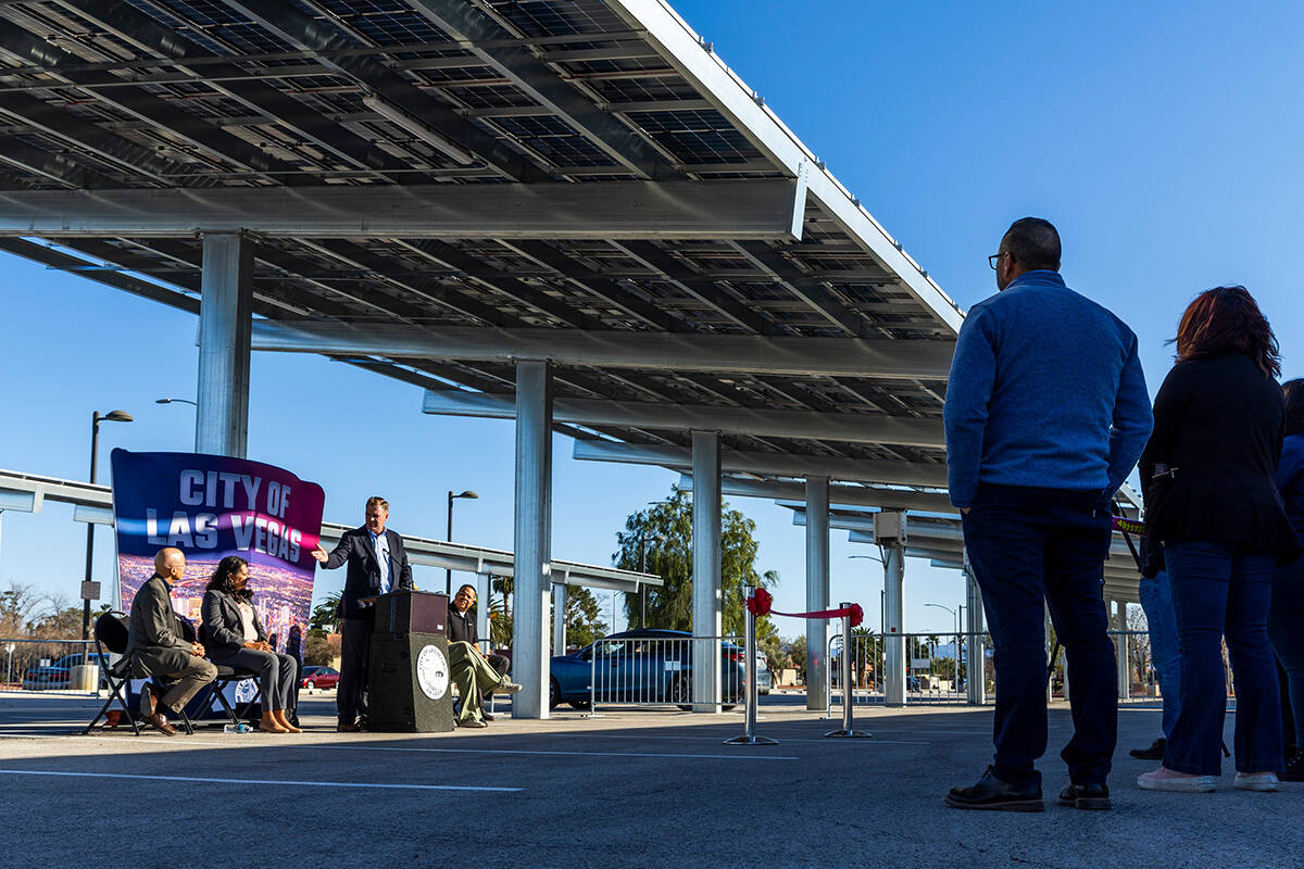 FILE - NV Energy President and CEO Doug Cannon speaks about partnering with the city of Las Veg ...