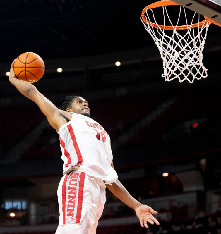 UNLV guard Jaden Henley (10) looks to dunk the ball during the college basketball game against ...