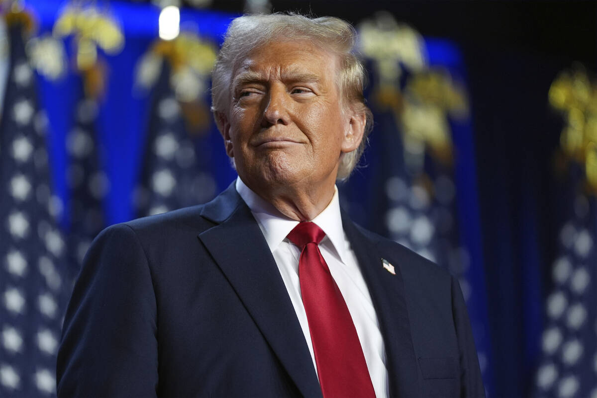 Republican presidential nominee former President Donald Trump arrives at an election night watc ...