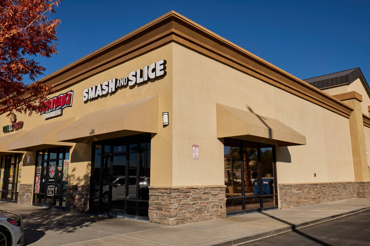 The exterior of Smash and Slice, a family-owned burger and pizza spot that opened in November 2 ...