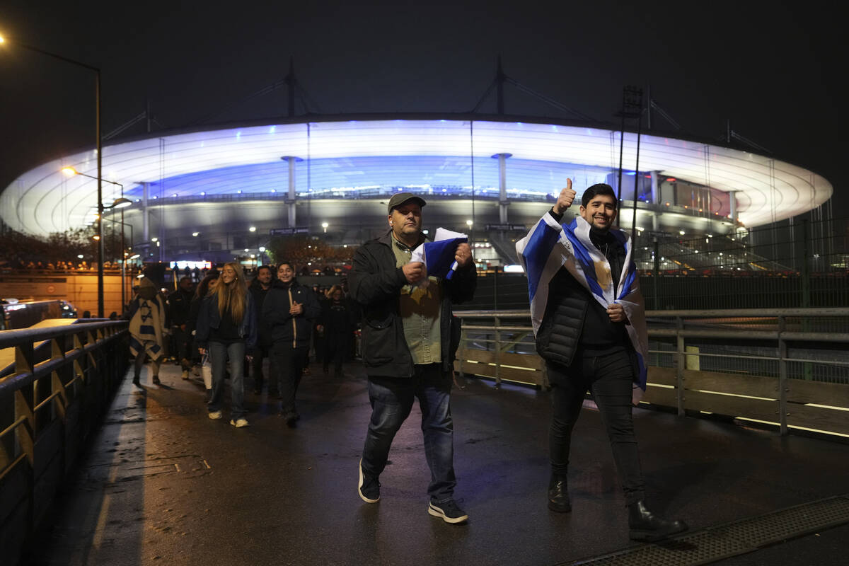 Supporters of Israel leave after the Nations League soccer match France against Israel outside ...