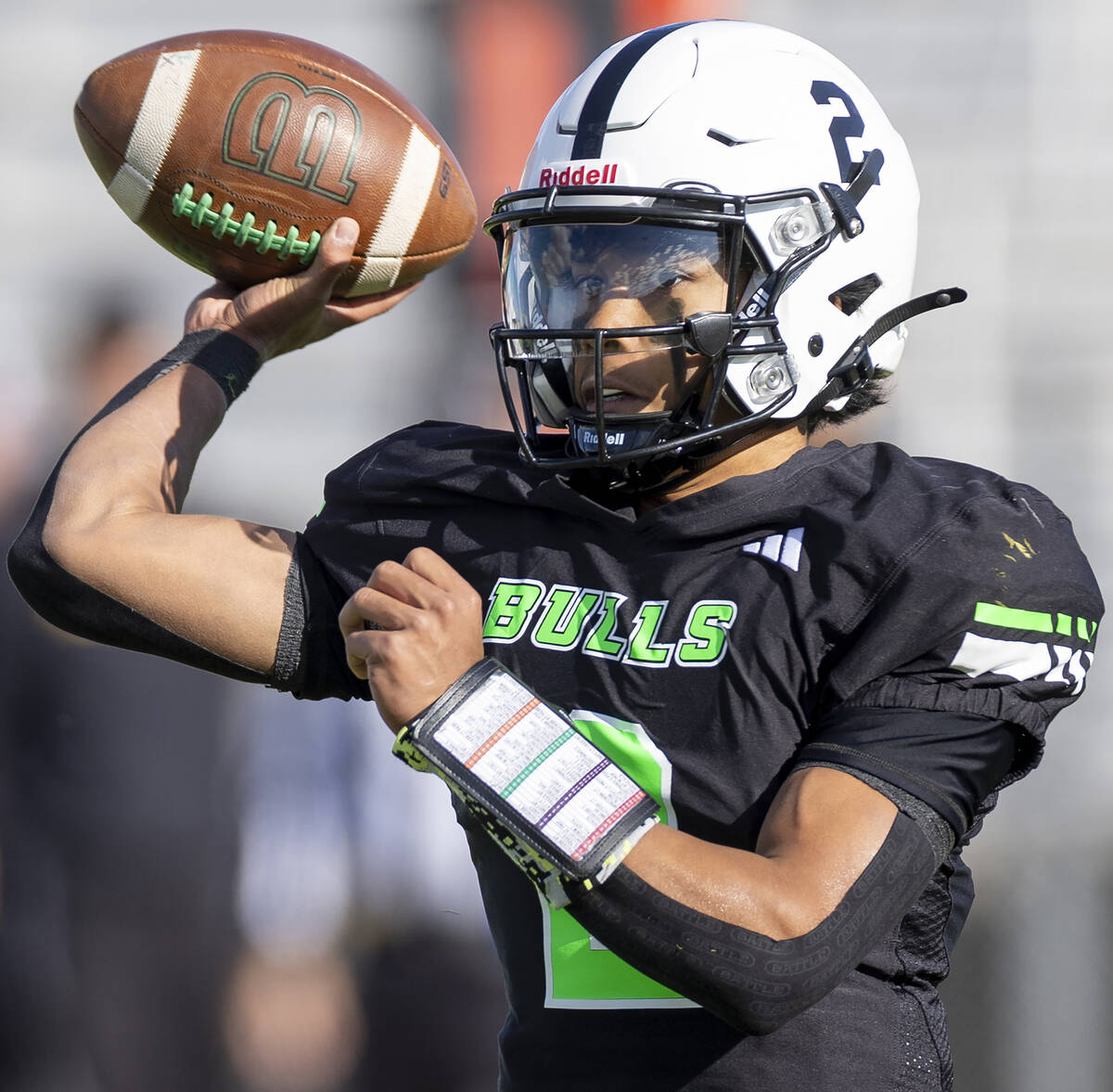 SLAM Academy junior Alaijah Young (2) looks to throw the ball during the 3A state semifinal foo ...