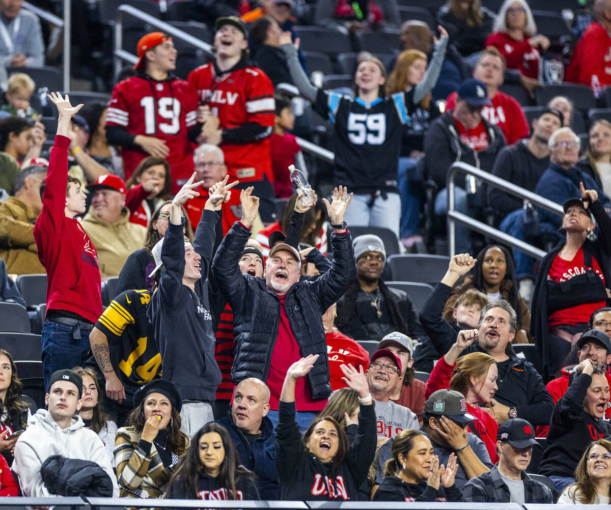 UNLV fans celebrate another score against the San Diego State Aztecs during the second half of ...