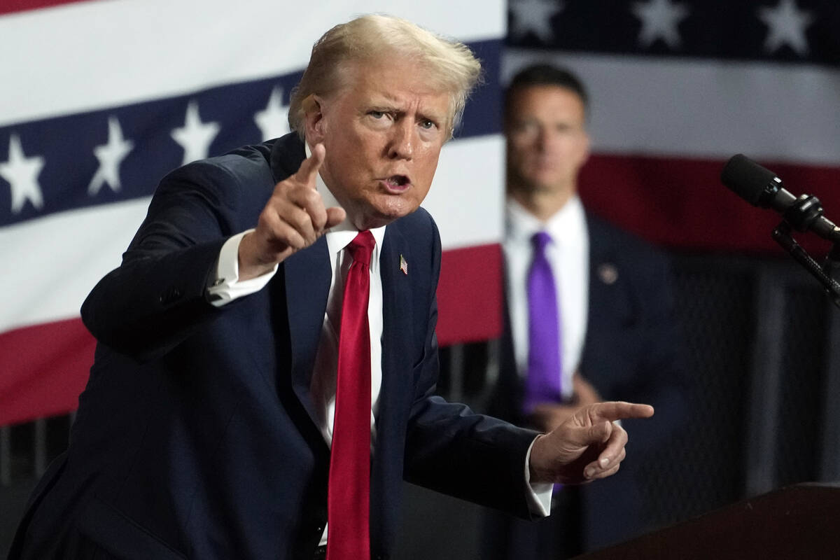 Donald Trump speaks at a campaign rally Wednesday, July 24, 2024, in Charlotte, N.C. (AP Photo/ ...