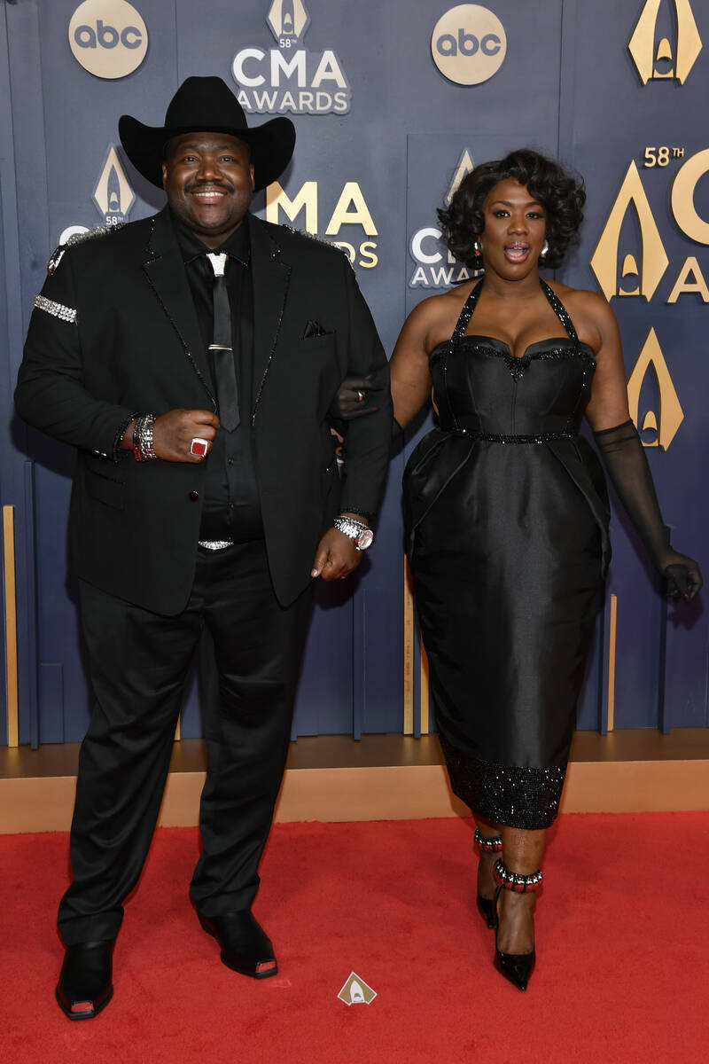 Michael Trotter Jr., left, and Tanya Trotter of the duo The War and Treaty arrive at the 58th A ...