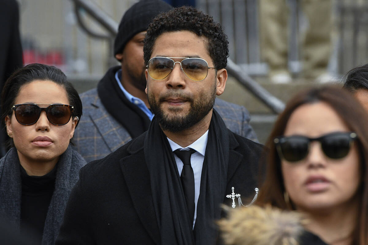 FILE - Former "Empire" actor Jussie Smollett leaves the Leighton Criminal Courthouse in Chicago ...